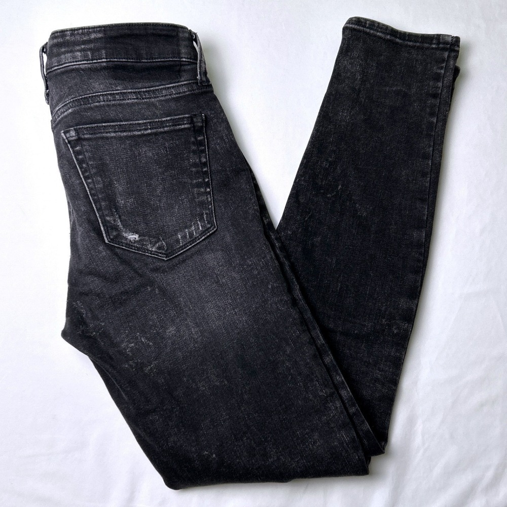 Lucky Brand Women Mid Rise Ava Skinny Jean Size 0/25 Black Distressed Streetwear